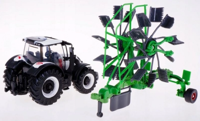 Bburago Farm 10cm Tractor met Aanhanger - Valtra N174 - Kiepaanhangwagen