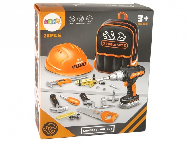 kinderset gereedschap met rugzak en helm