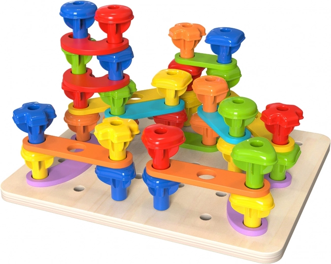Tooky Toy multifunktionale Tafel mit bunten Schrauben zum Formenlernen