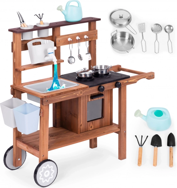 Outdoor Mud Kitchen for Kids from Fir Wood ECOTOYS with Accessories