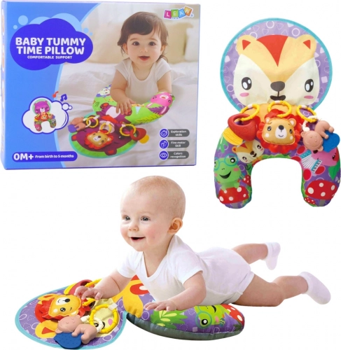 Coussin de soutien pour bébé avec suspensions et tapis bruissant renard