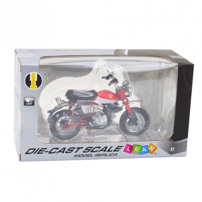 Retro metalen motorfiets rood 1:12