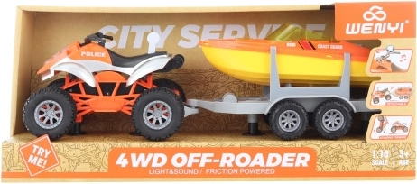 Quad met aanhanger en boot op batterijen voor kinderen