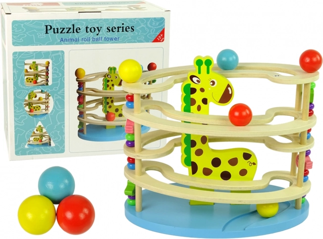 Wooden Slide with Beads and Giraffe Motif