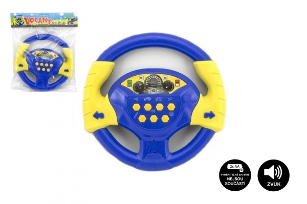 Stuur blauw plastic 20 cm op batterijen met geluid in zak Tsjechisch ontwerp