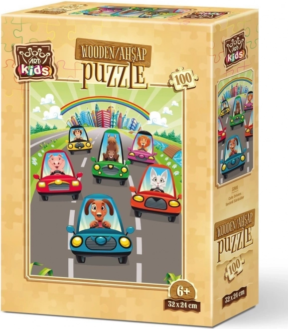 Art Puzzle houten legpuzzel Schattige Chauffeurs 100 stukjes