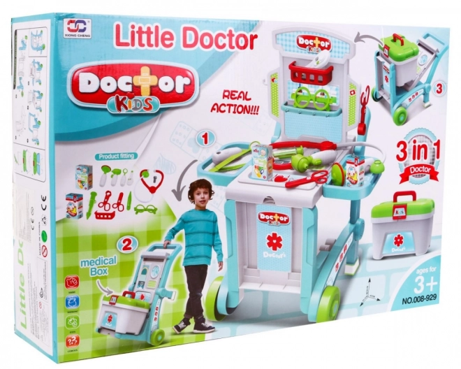 Draagbare medische kast voor kinderen 3+ Koffer + tafel + 2 typen karretjes + accessoires