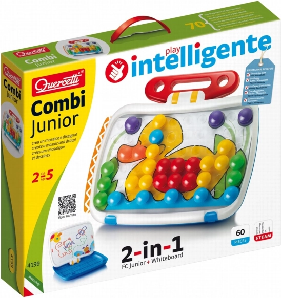 Quercetti mozaïek COMBI JUNIOR 2-in-1 – koffertje met mozaïek en whiteboard