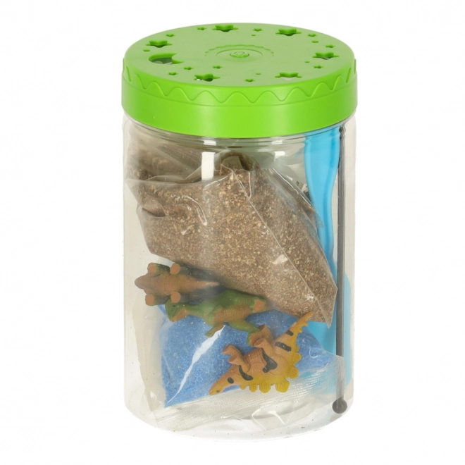 Terrarium for Growing Plants with LED Lamp and Dinosaurs