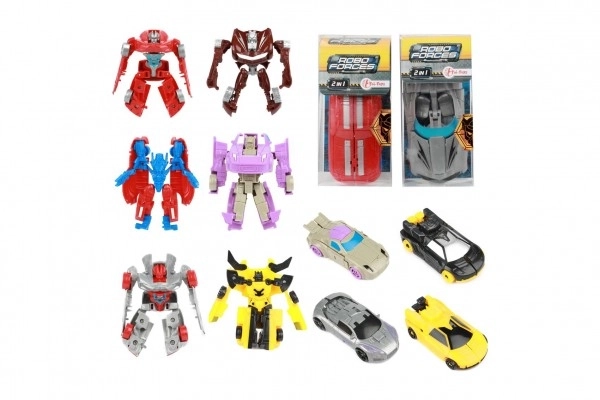 Transformer auto/robot plastic 10cm mix kleuren in plastic doos 5x10,5cm