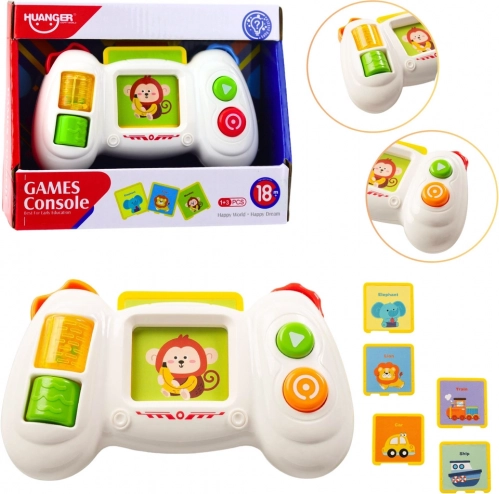 Interactive children's console with cards, lights and sounds