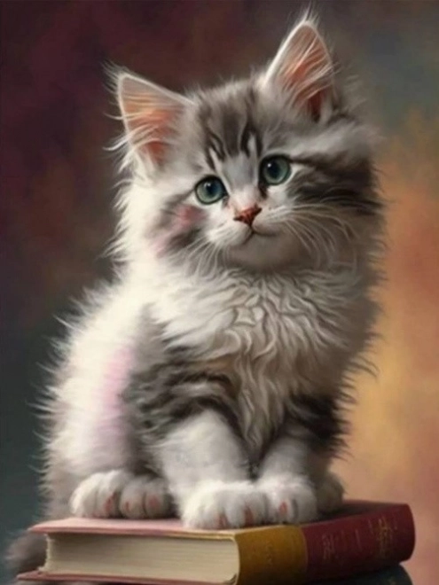 Diamantenschilderij - Kat op de boeken