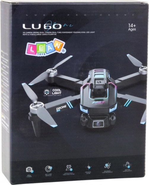 Drone LU60 met dubbele HD-camera en LED-verlichting zwart