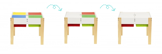 ECOTOYS Houten speeltafel voor kinderen met speeltafelblad en twee stoeltjes
