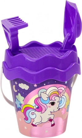 Seau avec couvercle‑tamis et motif licorne féerique
