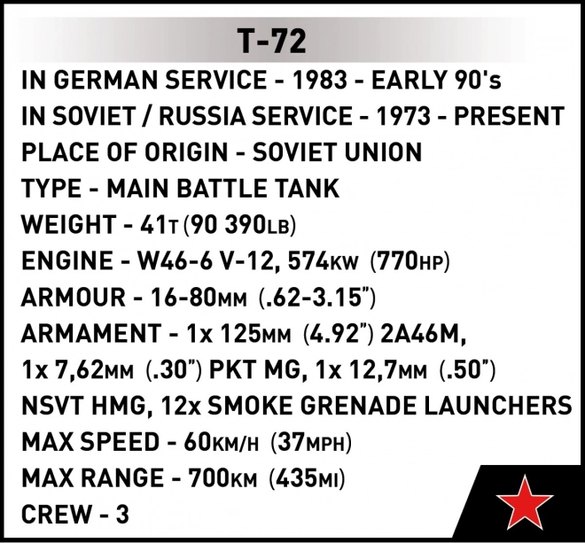 COBI 2625 Strijdkrachten T-72 (DDR/SOVJET), 1:35, 680 stuks, 1 f
