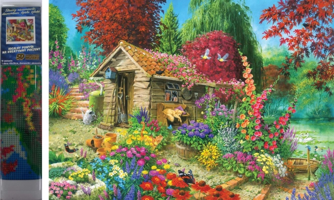 Diamantschilderij set - chalet in de tuin