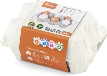 Œufs en bois dans une barquette VIGA – lot de 6 pièces