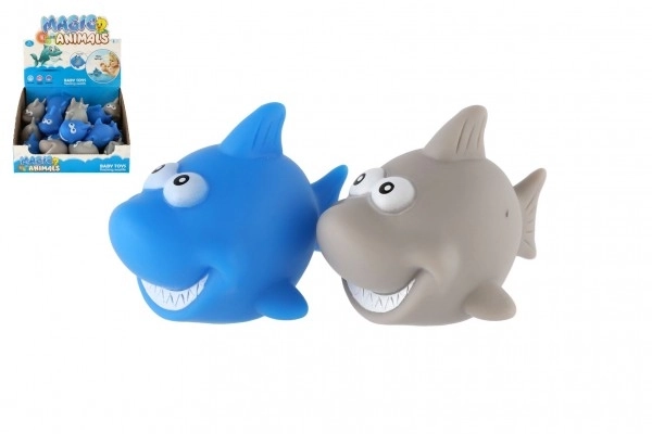 Requin jouet brillant dans l'eau, plastique 6cm fonctionnant sur piles, possibilité de deux couleurs