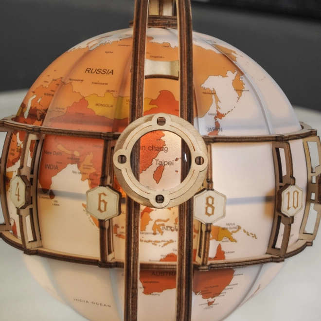 RoboTime 3D houten mechanische puzzel Verlichte globe