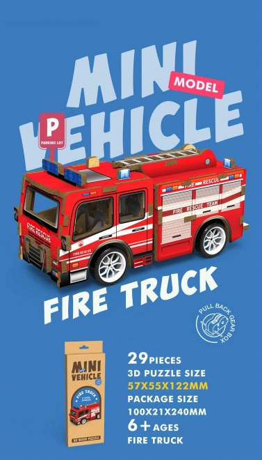 3D puzzel houten Brandweerauto 12 cm