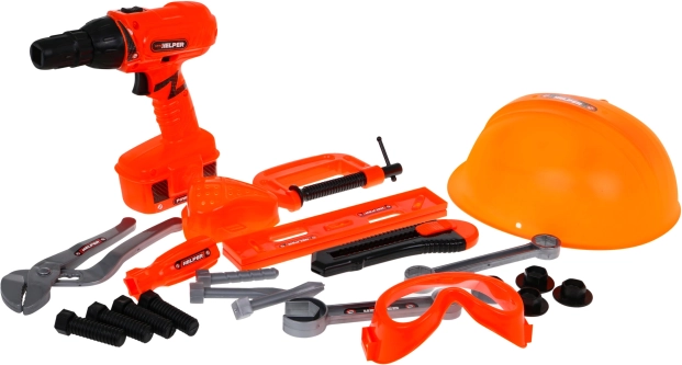Kinderset Kleiner Mechaniker 3+ mit Akku-Schraubbohrer und Werkzeug, 22 Teile