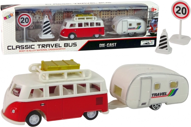 Bus with Red Caravan