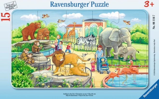 Ravensburger kids' framed puzzle, 15 pieces – zoo trip