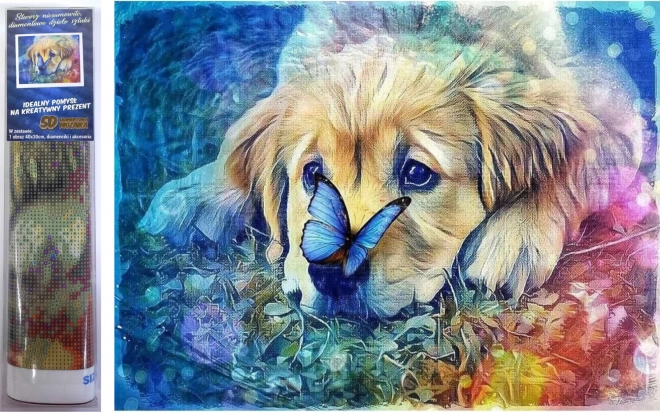 Norimpex Diamantschilderijen Hond met Vlinder 30x40cm