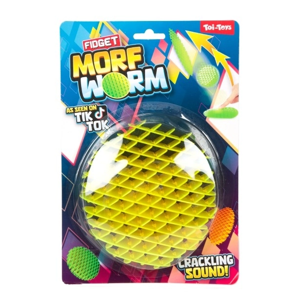Fidget worm veranderlijke vorm stressverlagende plastic 13cm 6 kleuren op kaart