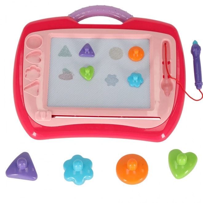 Magnetische Zeichentafel für Kinder mit Stempeln rosa XL