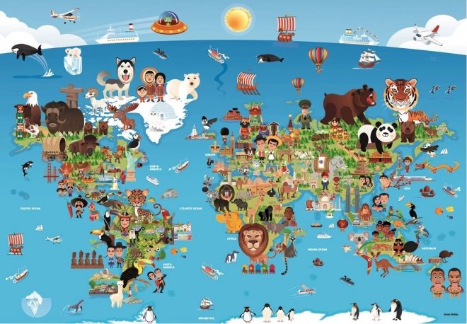 Puzzle ANATOLIAN getekende wereldkaart 260 stukjes