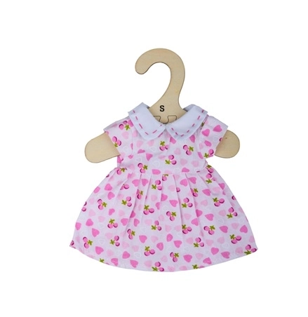 Roze jurk met hartjes voor pop van 28 cm
