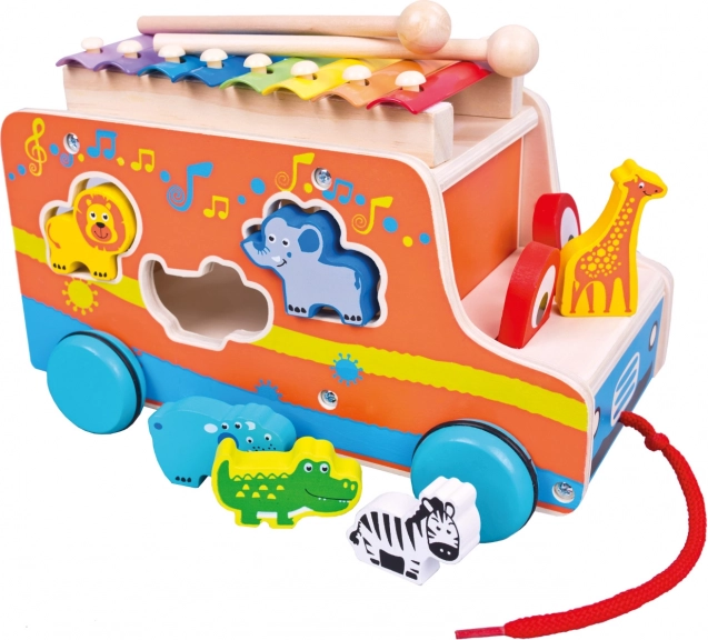 Wooden Car Bino with Insert and Xylophone