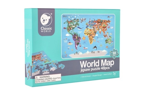 Puzzel Wereldkaart - 48 stukjes