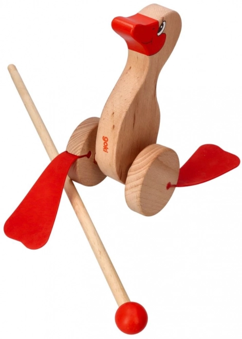 Canard en bois à pousser pour enfants