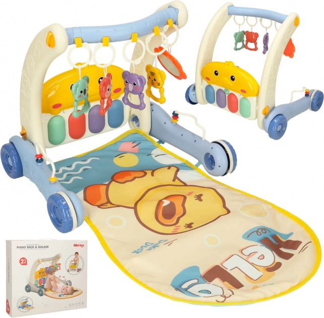 Educatieve 2-in-1 speelmat en loopwagen met pianootje Bibi-inn – Blauw
