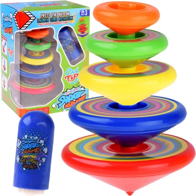 Colorful Pyramid Spinning Tops with Shooting Launcher for Kids