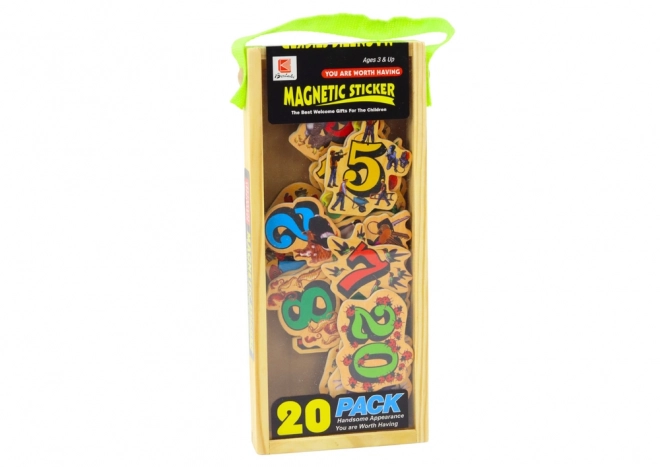Magnetische houten cijfers met afbeeldingen 20 stuks