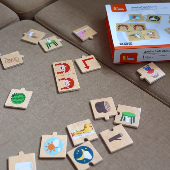 Houten puzzel met tegengestelde afbeeldingen VIGA