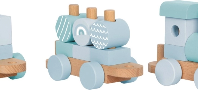 Small Foot houten stapeltrein blauw