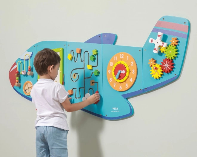 VIGA Montessori Wooden Wall Sensory Board Airplane
