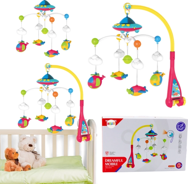 Baby Crib Mobile UFO with Airplanes and Projector