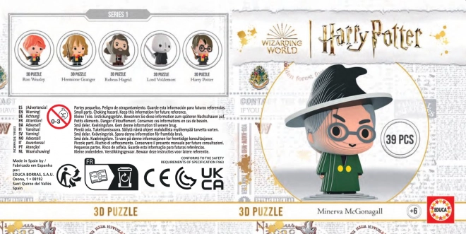 EDUCA 3D puzzel Harry Potter: Minerva McGonagall 39 stukjes