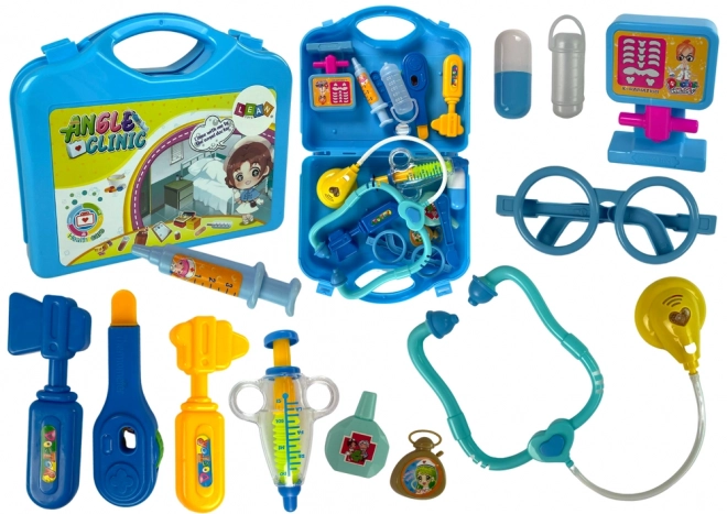 Set voor jonge dokter Blauwe stethoscoop
