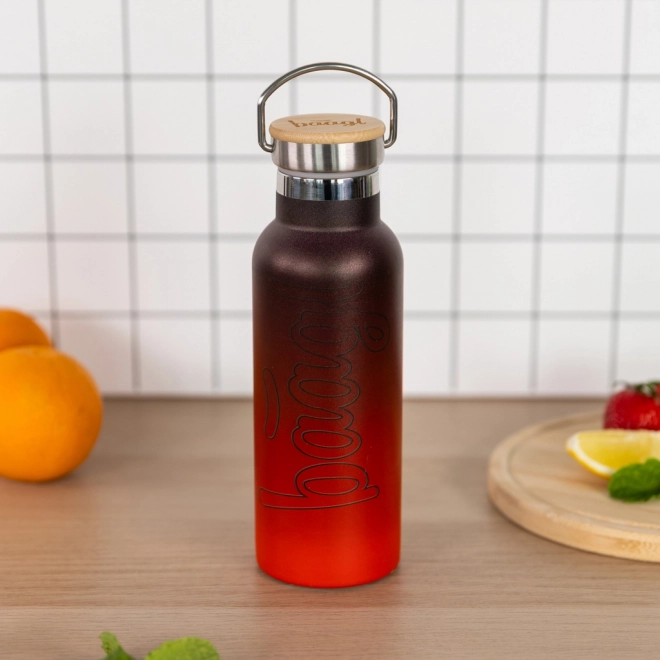 BAAGL Thermosfles met bamboe dop Gradient rood-zwart