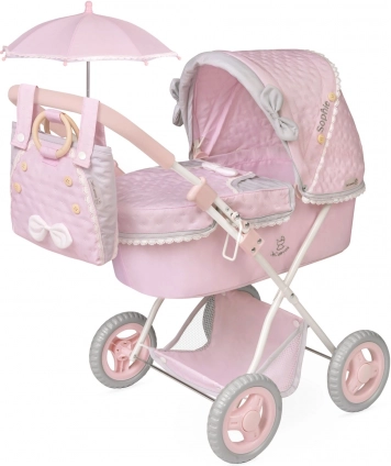 Opvouwbare poppenwagen met parasol en tas SOPHIE 60 cm