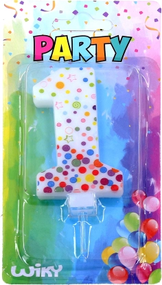 Partykaars cijfer 1 met stippen