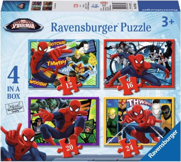 Disney Spider-Man Kids 4-in-1 Puzzle – 12, 16, 20 and 24 pieces, 19×14 cm