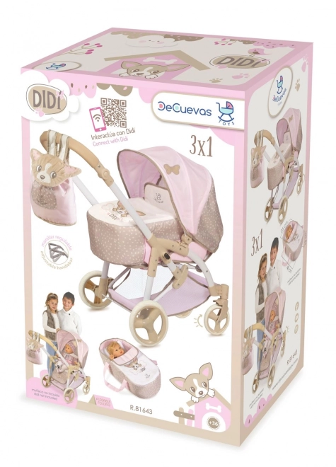 DeCuevas 81643 Opvouwbare poppenwagen 3 in 1 met draagtas DIDI 2021 - 75 cm